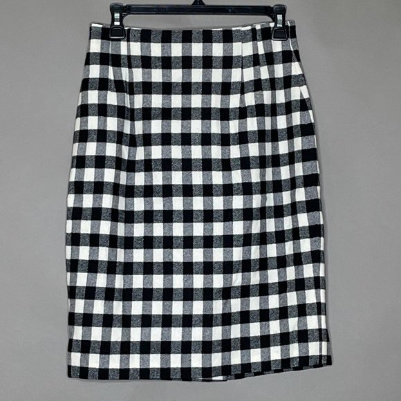 NWT Jones New York Wool Tartan/Plaid Black/White Skirt Size 6‎ Made In USA - Picture 2 of 9